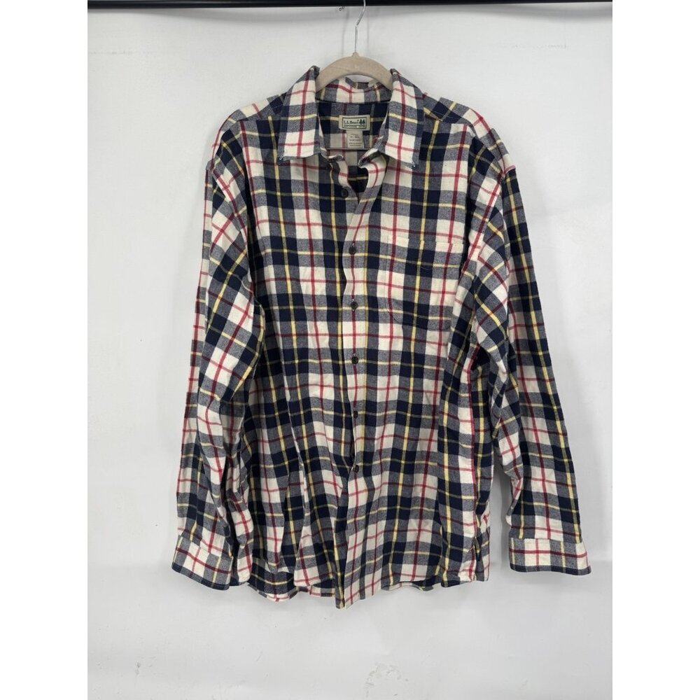 L.L Bean Plaid‎ Button Front Long Sleeve Cotton Shirt Men XL Multicolor Outdoor